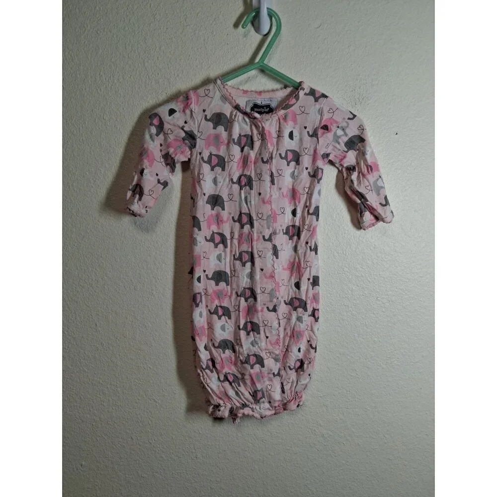 Mud Pie Bamboo Sleep Sack Infant Baby Girl Elephant Pink Size 0-3 Months